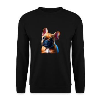 French Bulldog Frenchie Französische Bulldogge - Unisex Sweatshirt - black - Front - Alina (178cm) & Michal (187cm)