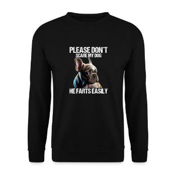 Please don't scare my dog French Bulldog - Unisex Sweatshirt - black - Front - Alina (178cm) & Michal (187cm)