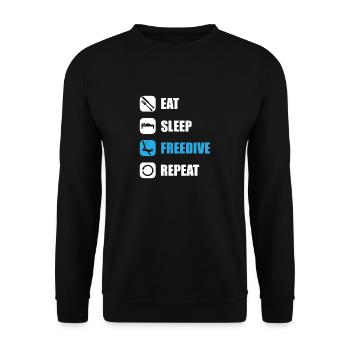 Freitauchen essen schlafen tauchen nochmal - Unisex Pullover - Schwarz - Vorne - Alina (178cm) & Michal (187cm)