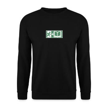 Bücher Lesen Bibliothek Leseratte Bücherwurm Buch - Unisex Pullover - Schwarz - Vorne - Alina (178cm) & Michal (187cm)
