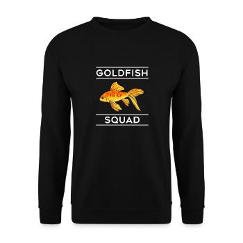 Goldfish Squad Ironic Saying Aquaristics Hobby - Unisex Sweatshirt - black - Front - Alina (178cm) & Michal (187cm)