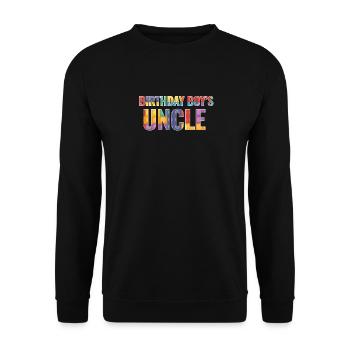 Uncle of the birthday boy Bauklötze - Unisex Sweatshirt - black - Front - Alina (178cm) & Michal (187cm)