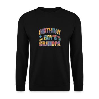 Birthday boy Grandpa building blocks - Unisex Sweatshirt - black - Front - Alina (178cm) & Michal (187cm)