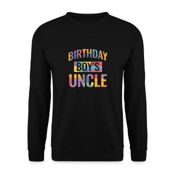Uncle of the birthday boy Bauklötze - Unisex Sweatshirt - black - Front - Alina (178cm) & Michal (187cm)
