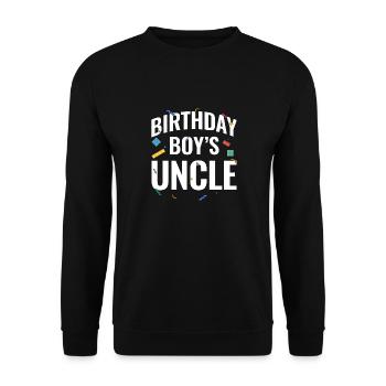 Uncle of the birthday boy Bauklötze - Unisex Sweatshirt - black - Front - Alina (178cm) & Michal (187cm)