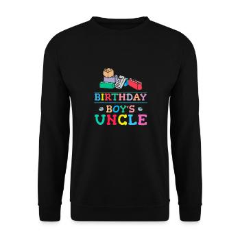 Uncle of the birthday boy Bauklötze - Unisex Sweatshirt - black - Front - Alina (178cm) & Michal (187cm)