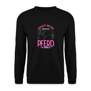 Pferd Reiten Sport Spruch Pferdegeruch Geschenk Re - Unisex Pullover - Schwarz - Vorne - Alina (178cm) & Michal (187cm)