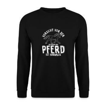 Pferd Pferdesport Spruch Pferdegeruch Geschenk Pfe - Unisex Pullover - Schwarz - Vorne - Alina (178cm) & Michal (187cm)