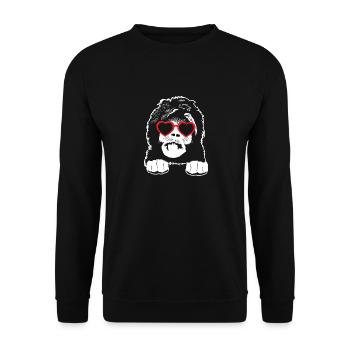 Sheepadoodle Doodle Dog - Unisex Sweatshirt - black - Front - Alina (178cm) & Michal (187cm)