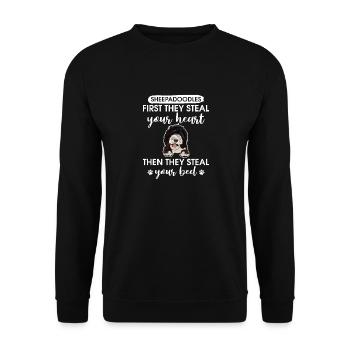 Sheepadoodle Doodle Dog - Sweat-shirt Unisexe - noir - Devant - Alina (178cm) & Michal (187cm)