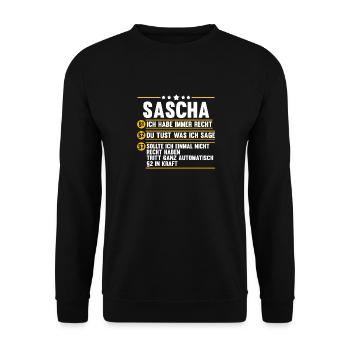Sascha - Unisex Pullover - Schwarz - Vorne - Alina (178cm) & Michal (187cm)
