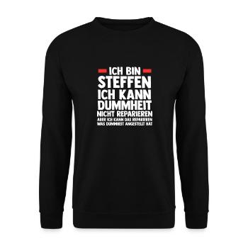 Steffen - Unisex Pullover - Schwarz - Vorne - Alina (178cm) & Michal (187cm)