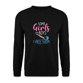 Some Girls Chase Boys I Pass Them - Unisex Sweatshirt - black - Front - Alina (178cm) & Michal (187cm)