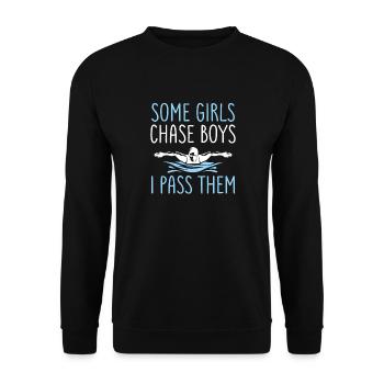 Some Girls Chase Boys I Pass Them - Unisex Sweatshirt - black - Front - Alina (178cm) & Michal (187cm)