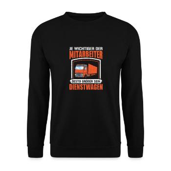 LKW Fahrer Geschenkidee Dienstwagen - Unisex Pullover - Schwarz - Vorne - Alina (178cm) & Michal (187cm)