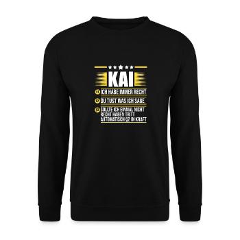 Kai - Unisex Pullover - Schwarz - Vorne - Alina (178cm) & Michal (187cm)
