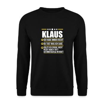 Klaus - Unisex Pullover - Schwarz - Vorne - Alina (178cm) & Michal (187cm)