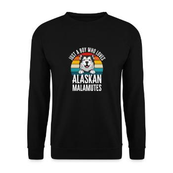 Alaskan Malamute Hund - Unisex Pullover - Schwarz - Vorne - Alina (178cm) & Michal (187cm)