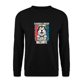 Alaskan Malamute Hund - Unisex Pullover - Schwarz - Vorne - Alina (178cm) & Michal (187cm)