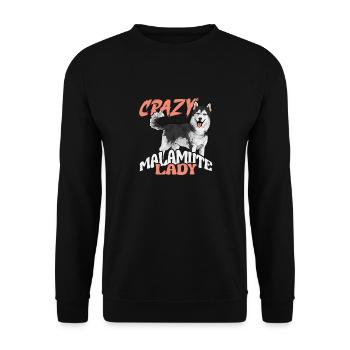 Alaskan Malamute Hund - Unisex Pullover - Schwarz - Vorne - Alina (178cm) & Michal (187cm)