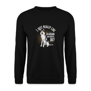 Alaskan Malamute Hund - Unisex Pullover - Schwarz - Vorne - Alina (178cm) & Michal (187cm)