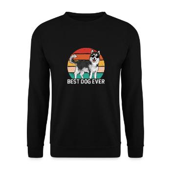 Alaskan Malamute Hund - Unisex Pullover - Schwarz - Vorne - Alina (178cm) & Michal (187cm)