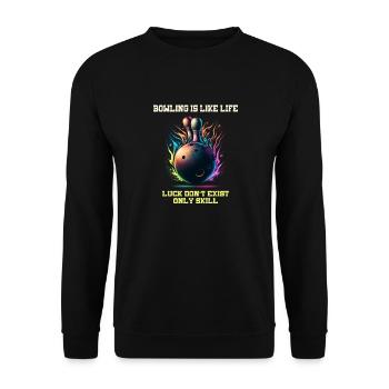 Bowling is like life Happiness is not only - Unisex Sweatshirt - black - Front - Alina (178cm) & Michal (187cm)