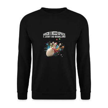 Wenn ich Platz brauche, gehe ich einfach Bowlen Lu - Unisex Pullover - Schwarz - Vorne - Alina (178cm) & Michal (187cm)