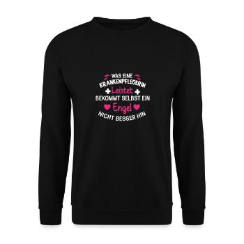 Lustiges Krankenschwester Pflegerin Geschenk - Unisex Pullover - Schwarz - Vorne - Alina (178cm) & Michal (187cm)