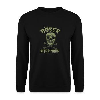 Böser Alter Mann Totenkopf mit Camouflage - Unisex Pullover - Schwarz - Vorne - Alina (178cm) & Michal (187cm)