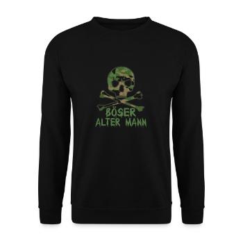 Böser Alter Mann Totenkopf Camouflage Tarn Farbe - Unisex Pullover - Schwarz - Vorne - Alina (178cm) & Michal (187cm)