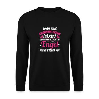 Lustiges Krankenpflegerin Pflege Beruf Geschenk - Unisex Pullover - Schwarz - Vorne - Alina (178cm) & Michal (187cm)