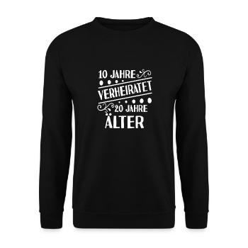 Rosenhochzeit 10. Jahrestag Ehepaar Jubiläum - Unisex Pullover - Schwarz - Vorne - Alina (178cm) & Michal (187cm)