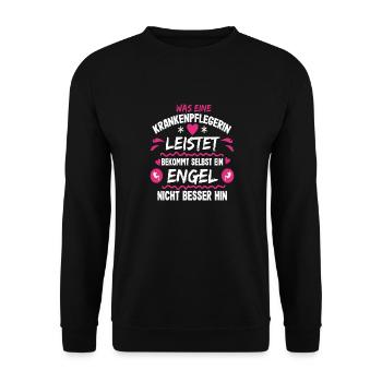Krankenpflege Spruch für Krankenschwester und - Unisex Pullover - Schwarz - Vorne - Alina (178cm) & Michal (187cm)