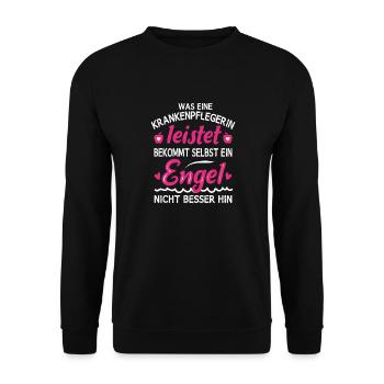 Geschenk Pflegerin Pflege Krankenpflegerin - Unisex Pullover - Schwarz - Vorne - Alina (178cm) & Michal (187cm)