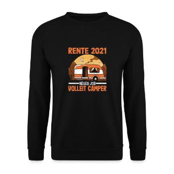 Rente 2021 Renteneintritt Camping Camper - Unisex Pullover - Schwarz - Vorne - Alina (178cm) & Michal (187cm)