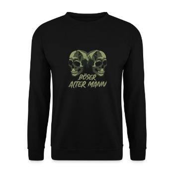 Totenkopf Böser Alter Mann Spruch Camouflage - Unisex Pullover - Schwarz - Vorne - Alina (178cm) & Michal (187cm)