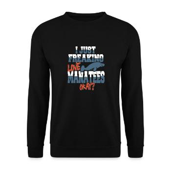 I Just Freaking Love Manatees Retro Wildlife - Unisex Pullover - Schwarz - Vorne - Alina (178cm) & Michal (187cm)