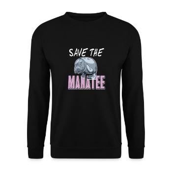 Save The Manatee Retro Animal Lover Wildlife - Unisex Pullover - Schwarz - Vorne - Alina (178cm) & Michal (187cm)