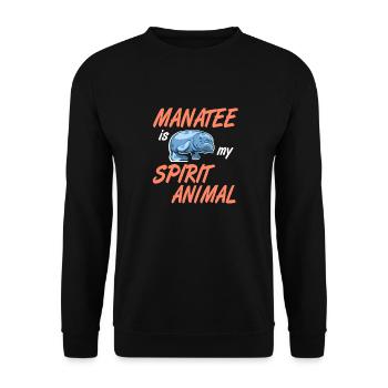 Manatee Is My Spirit Animal Retro Wildlife Designs - Unisex Pullover - Schwarz - Vorne - Alina (178cm) & Michal (187cm)