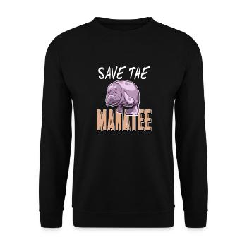 Save The Manatee Retro Animal Wildlife Lover - Unisex Sweatshirt - black - Front - Alina (178cm) & Michal (187cm)