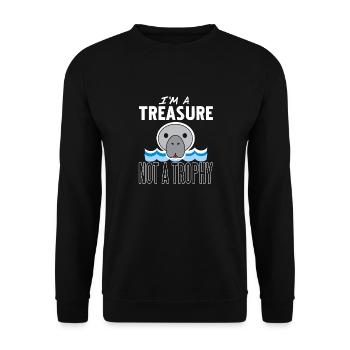 I'm A Treasure Not A Trophy Retro Animal Lover - Unisex Sweatshirt - black - Front - Alina (178cm) & Michal (187cm)