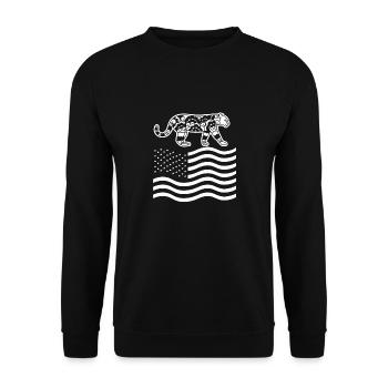 Cool Leopard American Flag Wildlife Designs - Unisex Sweatshirt - black - Front - Alina (178cm) & Michal (187cm)
