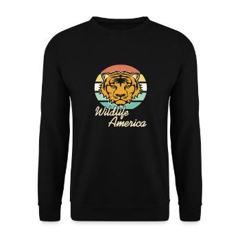 Wildlife America Retro Tiger Animal Lover Designs - Unisex Pullover - Schwarz - Vorne - Alina (178cm) & Michal (187cm)