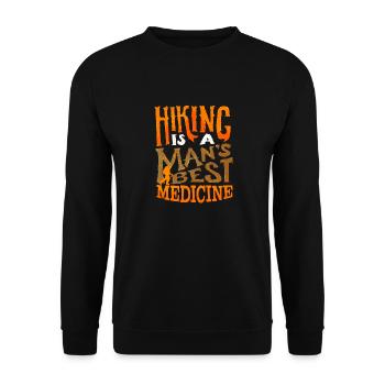 Hiking Is A Man's Best Medicine Retro Hiker - Unisex Pullover - Schwarz - Vorne - Alina (178cm) & Michal (187cm)