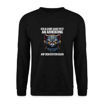 Katze Kätzchen Katzenhalter Katzen Sarkasmus - Unisex Pullover - Schwarz - Vorne - Alina (178cm) & Michal (187cm)