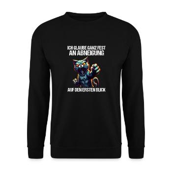 Katze Kätzchen Katzenhalter Katzen Sarkasmus - Unisex Pullover - Schwarz - Vorne - Alina (178cm) & Michal (187cm)