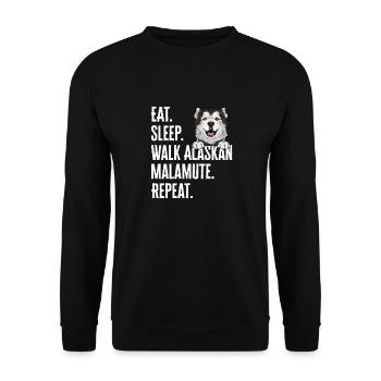 Alaskan Malamute Hund - Unisex Pullover - Schwarz - Vorne - Alina (178cm) & Michal (187cm)