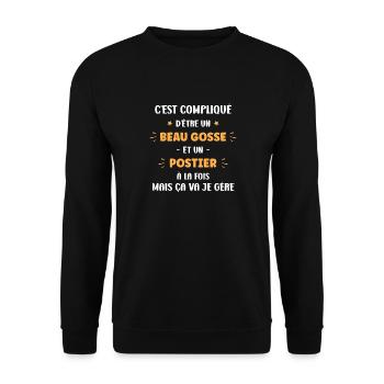 postier - Sweat-shirt Unisexe - noir - Devant - Alina (178cm) & Michal (187cm)