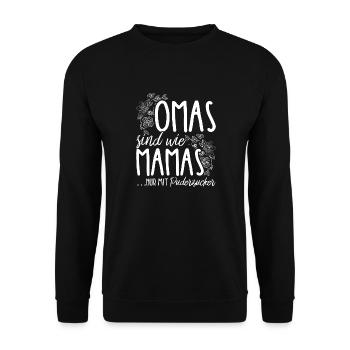 Beste Oma Lieblingsoma Puderzucker Familie Herz Ge - Unisex Pullover - Schwarz - Vorne - Alina (178cm) & Michal (187cm)